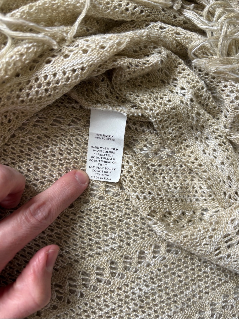 Cotton Emporium Beige V‑Neck Fringe Sweater Poncho - Picture 7 of 8